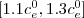 $[1.1c_e^0, 1.3c_e^0]$